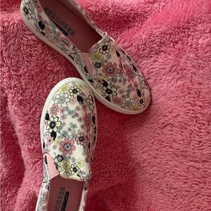 Skechers Women's Floral Slip-On Shoes - Pink and Yellow